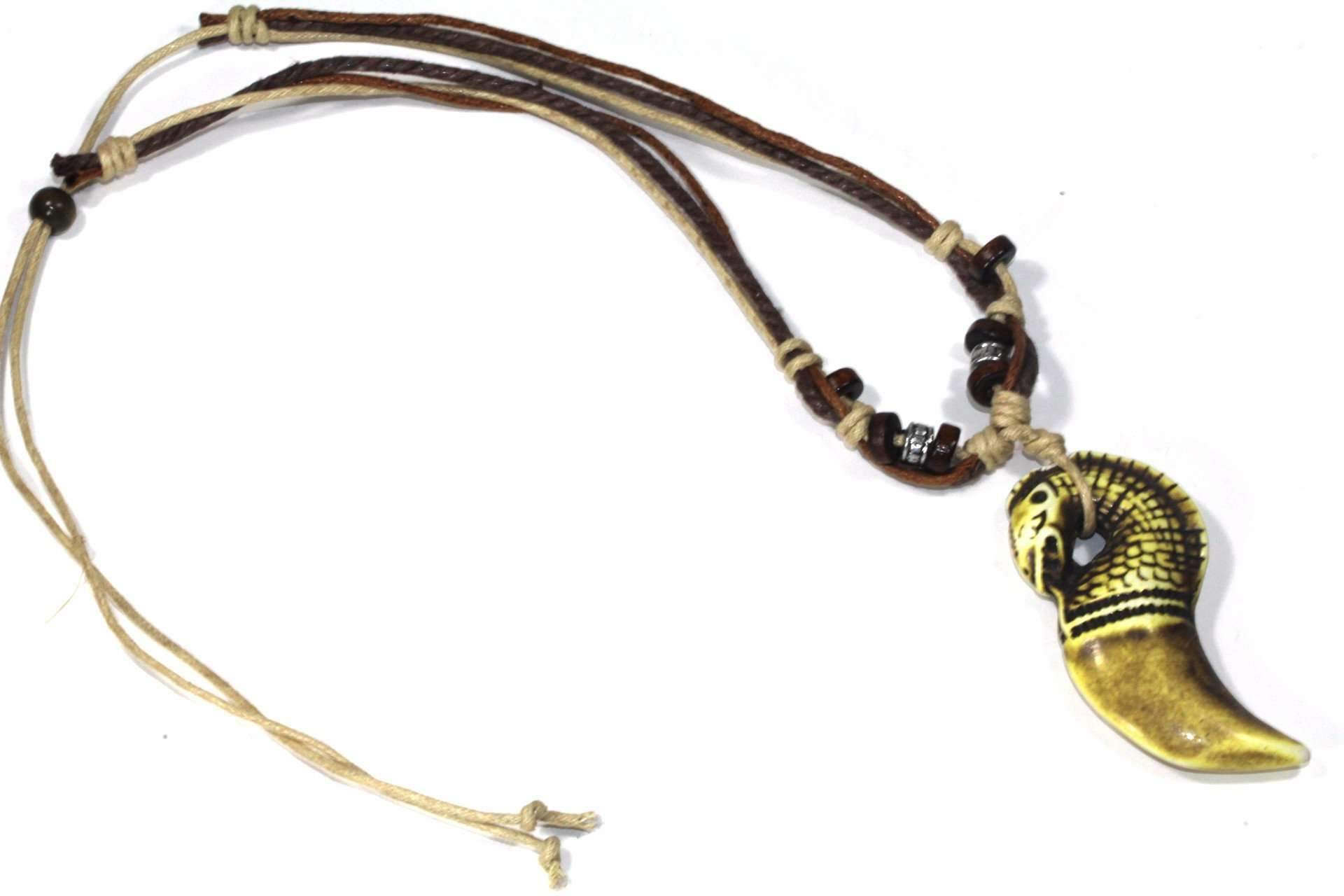 tribal serpent head boho style necklace