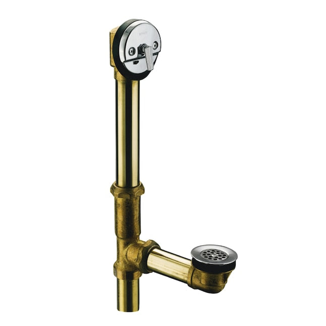 KOHLER 1.5-in Polished Chrome Triplever Drain with Brass Pipe