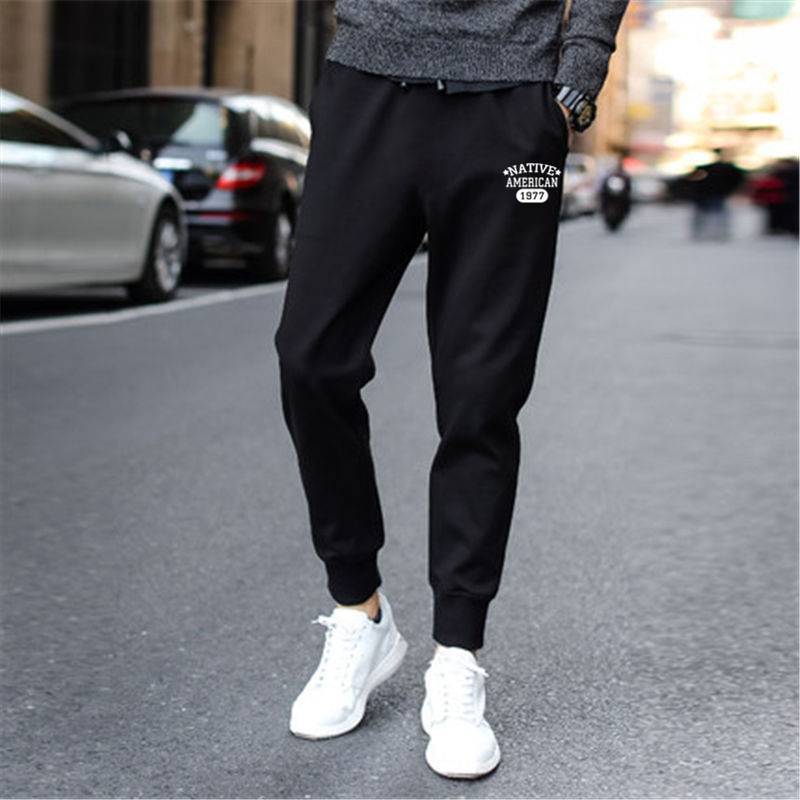 2021 bouquel spring summer korean version of the trend thin pants mens straight nine points casual trousers sportswear