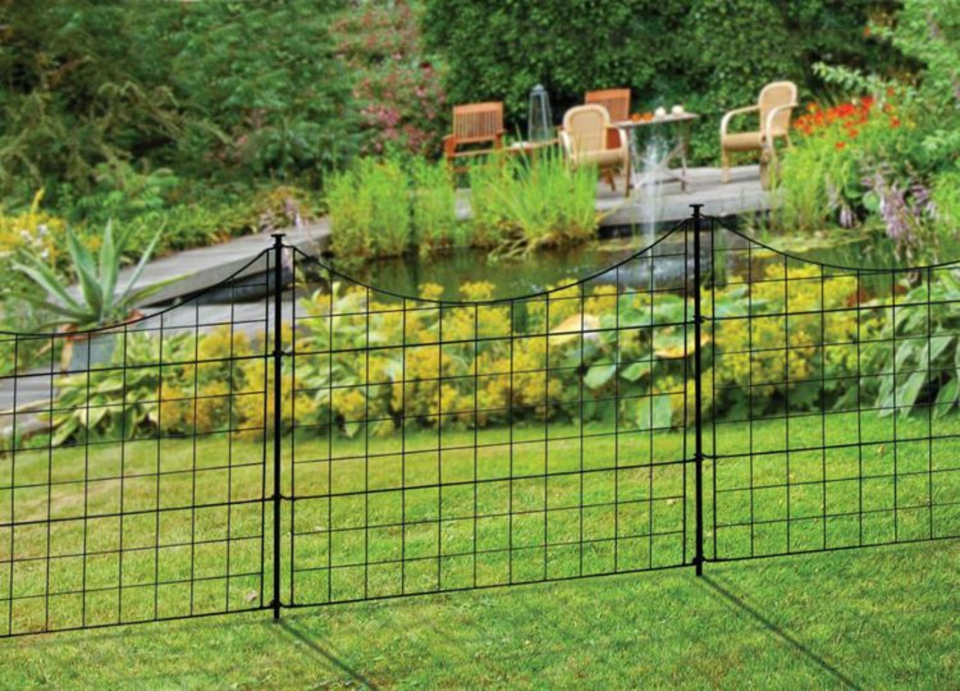 25in Semi-Permanent Black Metal Garden Fence (5 Pack)