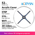 52CM WIFI 576Pcs LED with Protect Cover 3D Holographic Projector Advertising Display Hologram Fan Imaging Light Lamp