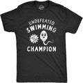 Mens Undefeated Swimming Champion T Shirt Funny Sex Sperm Joke Tee for Guys