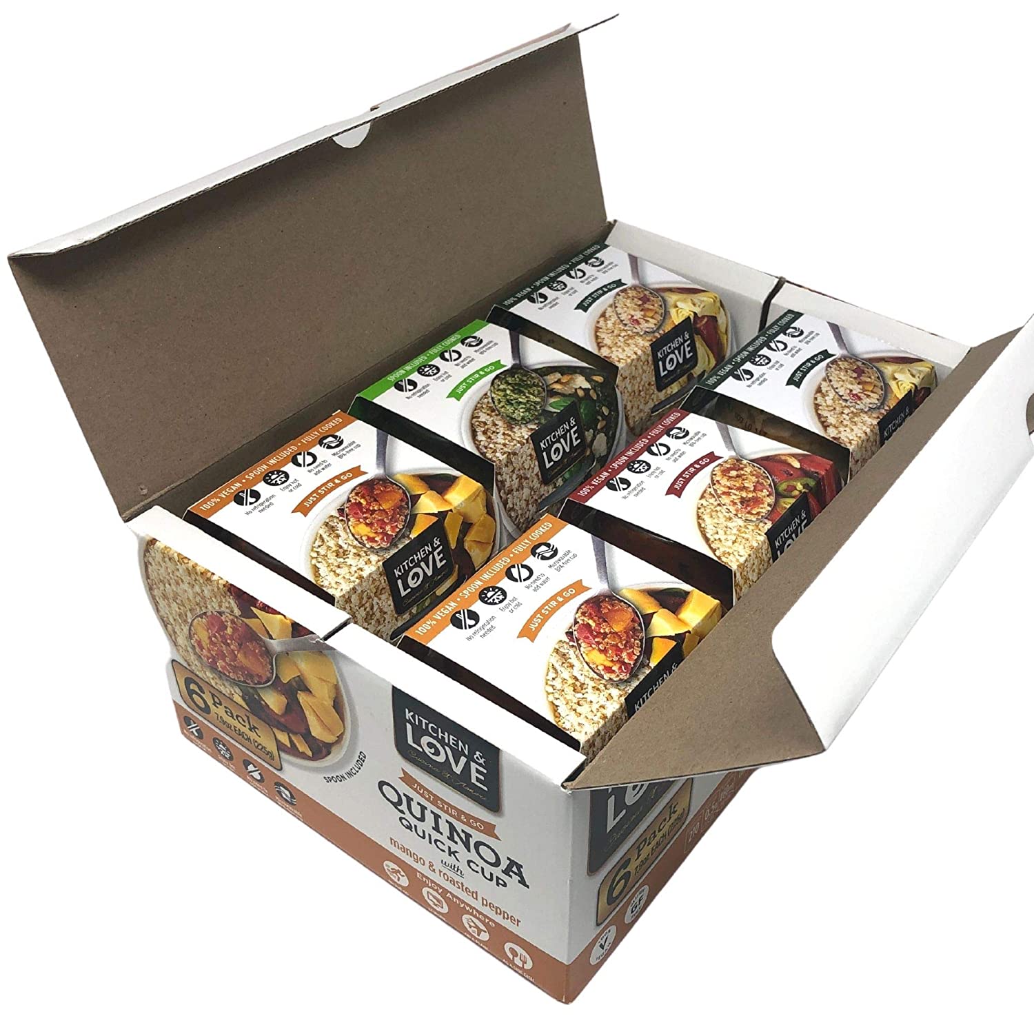 kitchen love quinoa quick meal variety box 6 pack gluten free ready to eat no refrigeration required