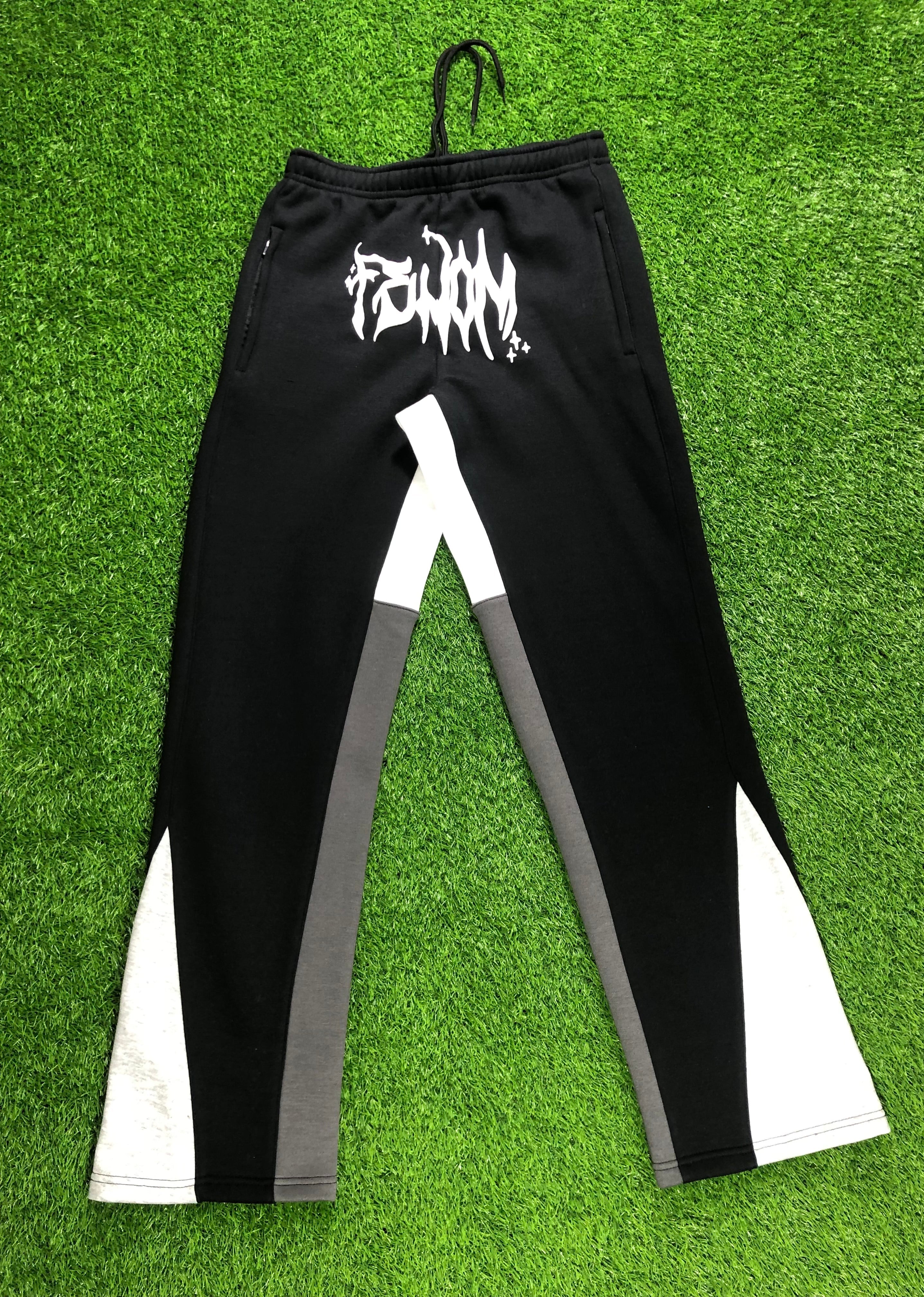 Custom gallery mens track stacked flair trouser 100% cotton flared sweatpants painted flare sweat pants men