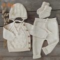 New Born Baby Rompers Caps Clothes Sets Newborn Girl Boy Knitted Jumpsuits Outfits Winter Long Sleeve Toddler Infant Overalls