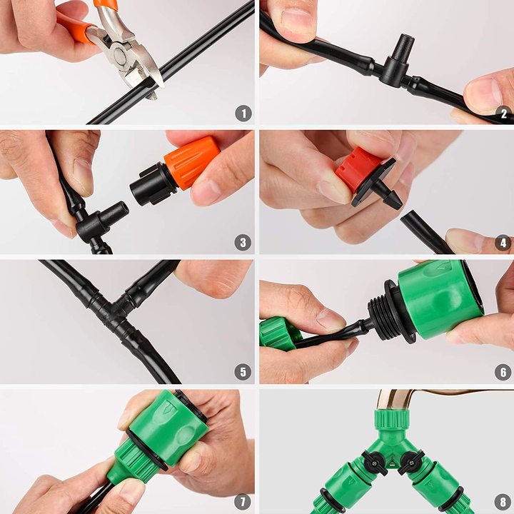 10m+60M Adjustable Drip Irrigation Kit DIY Automatic Watering System Garden Patio Lawn Care Balcony Flower Pots Watering Device