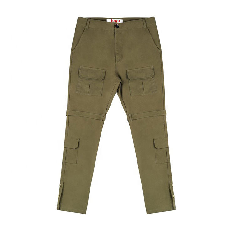 OEM custom button detailing cargo pants streetwear cargo pants khaki track cargo pants men 2023