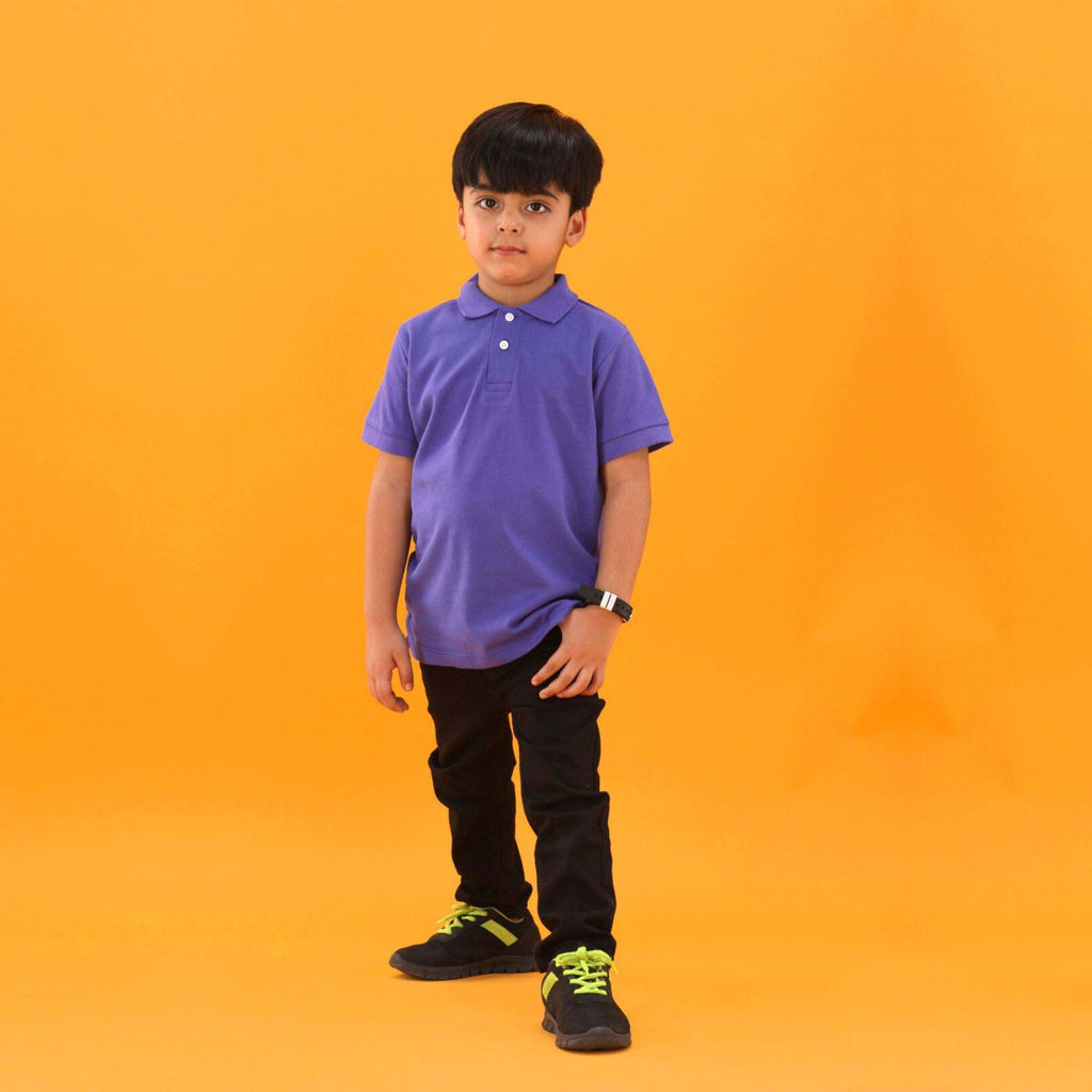 Summer Season 100% Combed Cotton Pique 220 gsm Custom Embroidered Logo Short Sleeves Dark Purple Kids Polo Shirt