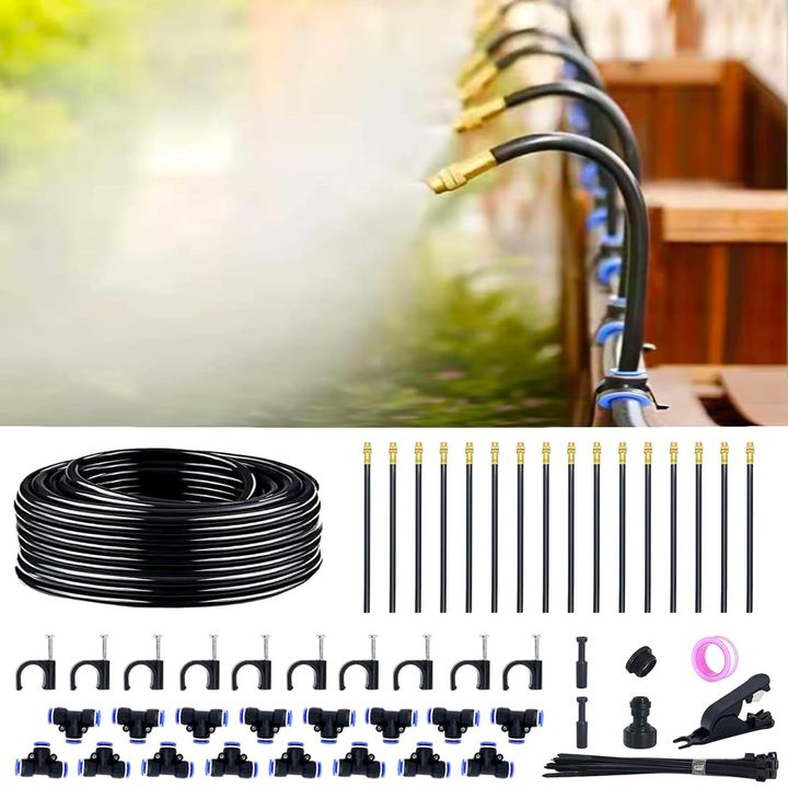 30 Adjustable Nozzles Automatic Drip Irrigation Set Curved Spray Cooling Watering Flowers Greenhouses Yards Lawns Plants Gardens