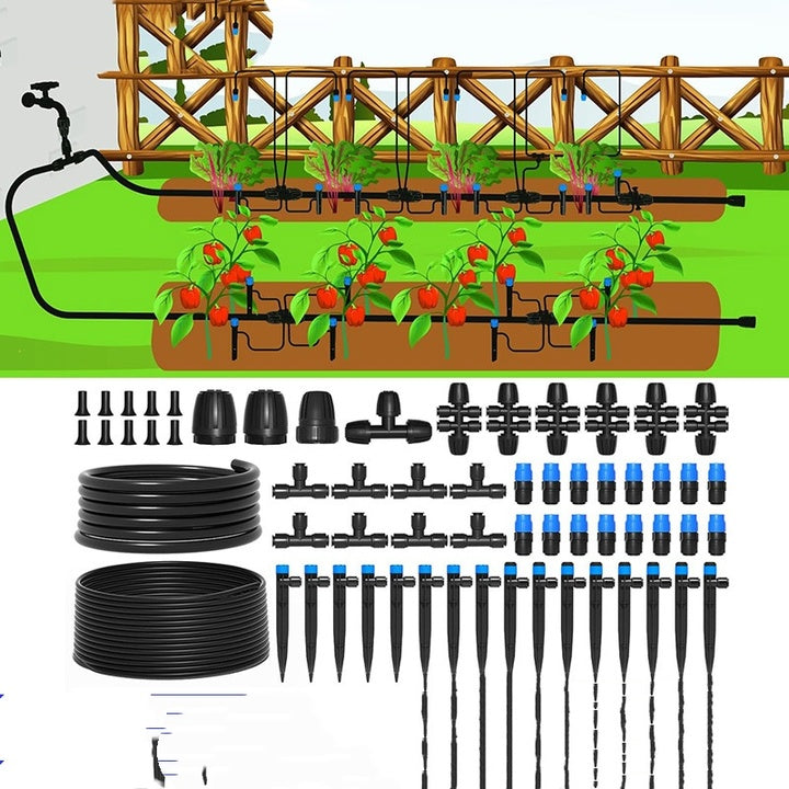 10m+60M Adjustable Drip Irrigation Kit DIY Automatic Watering System Garden Patio Lawn Care Balcony Flower Pots Watering Device