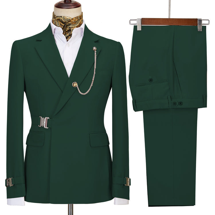 2022 New Design Mens Suits 2 Pieces Slim Fit Set Metal Clasp Custom Daily Prom Wedding Suits for Men