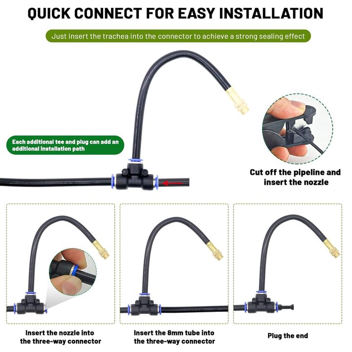 30 Adjustable Nozzles Automatic Drip Irrigation Set Curved Spray Cooling Watering Flowers Greenhouses Yards Lawns Plants Gardens