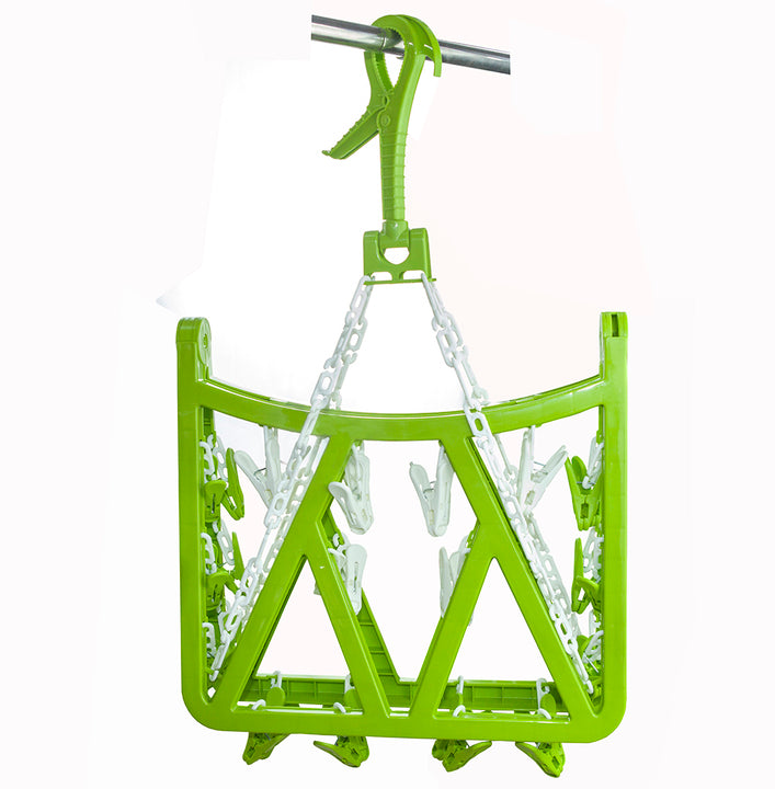 Baby Clothes Hanger With Pegs Large Foldable Hangers for Clothes Underwear Towel 32 Clothespins Space Saving Cloth Hanging Rack