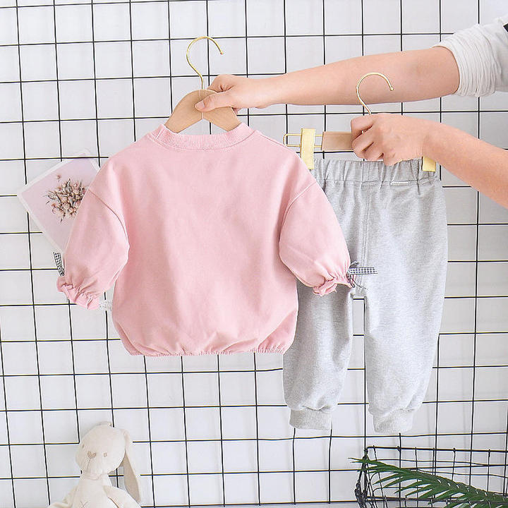 2022 Fall Custom Private Label Logo Kids Sweat Suits 2 Piece Sweatshirt & Pants OEM Premium Cotton Boys Suits