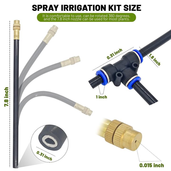 30 Adjustable Nozzles Automatic Drip Irrigation Set Curved Spray Cooling Watering Flowers Greenhouses Yards Lawns Plants Gardens