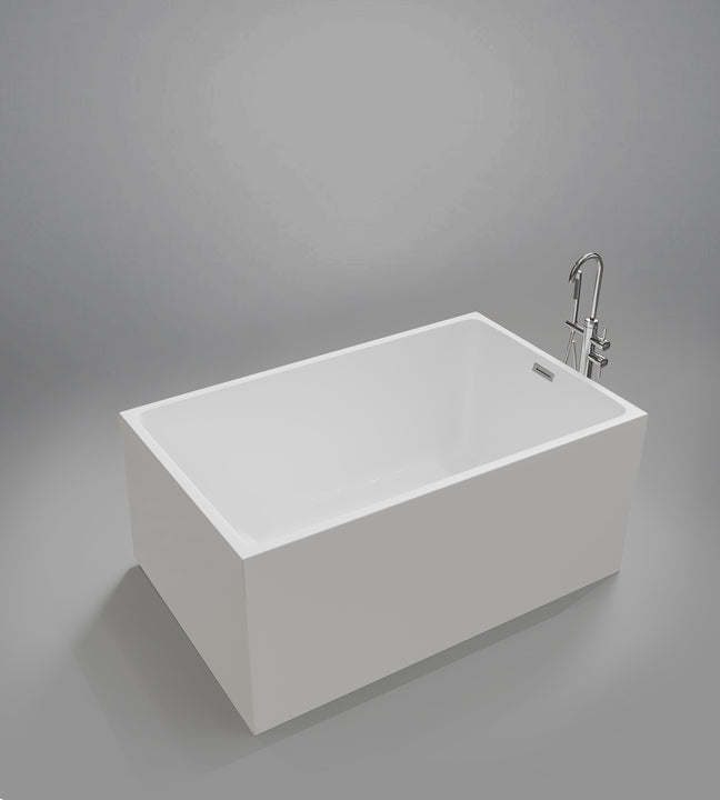 1100/1200/1300mm Small Freestanding Bathtub Acrylic Soaking Square with Chrome Drain Pipe CUPC Certified
