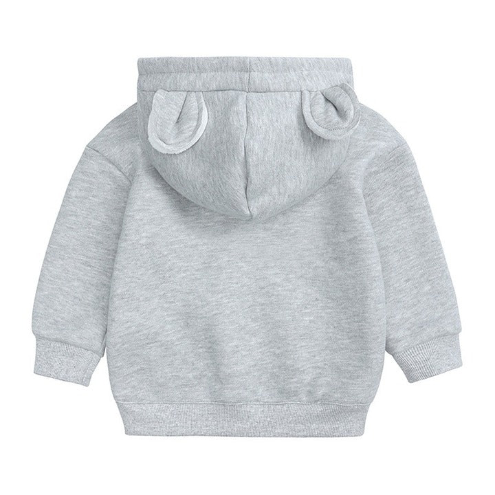 Baby Unisex Plus Size Hooded Sweatshirt Bear Ears Design Cotton Fleece Casual Autumn Wear for Children Pink Yellow Mint Beige