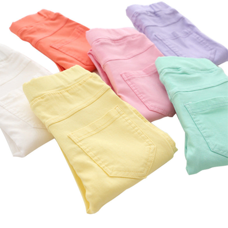 Wholesale Spring Autumn Winter Girl long Pants Kids Children Candy Color Clothing Knitted girls Leggings