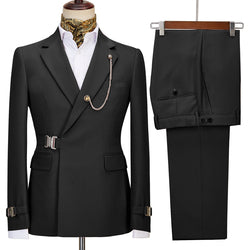2022 New Design Mens Suits 2 Pieces Slim Fit Set Metal Clasp Custom Daily Prom Wedding Suits for Men