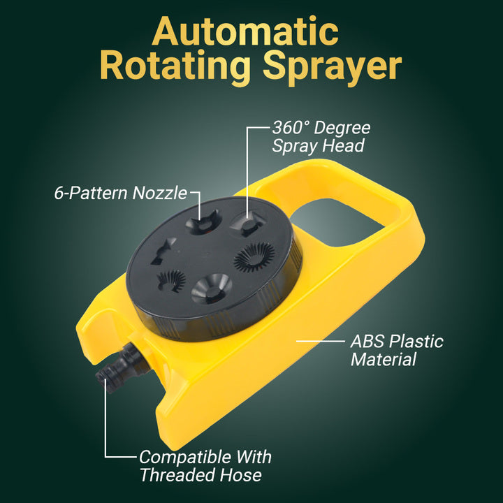 One99 Yellow Plastic Watering Irrigation System with 6 Hole Nozzle Efficient Sprinkler for Even Watering in Gardens and Lawns