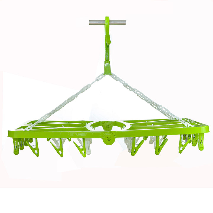 Baby Clothes Hanger With Pegs Large Foldable Hangers for Clothes Underwear Towel 32 Clothespins Space Saving Cloth Hanging Rack