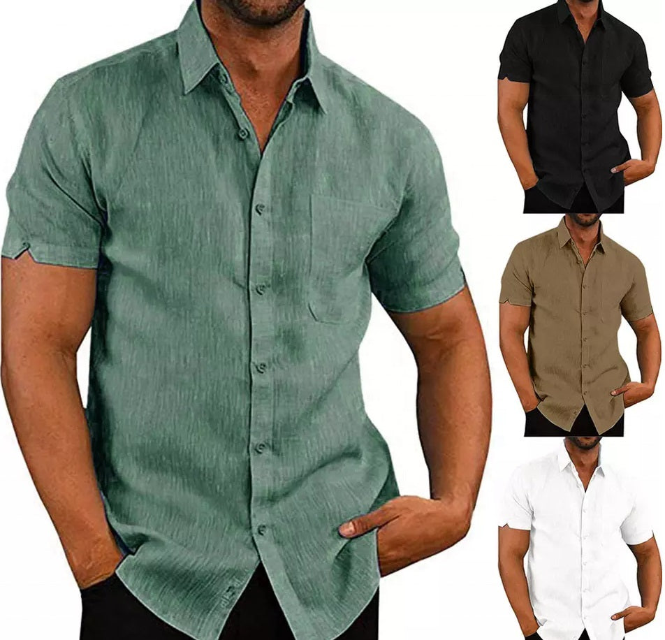 Breathable Men short Sleeve Floral Casual Summer Autumn Loose plain washed  Shirts 2022 casual shirts men / dress shirts