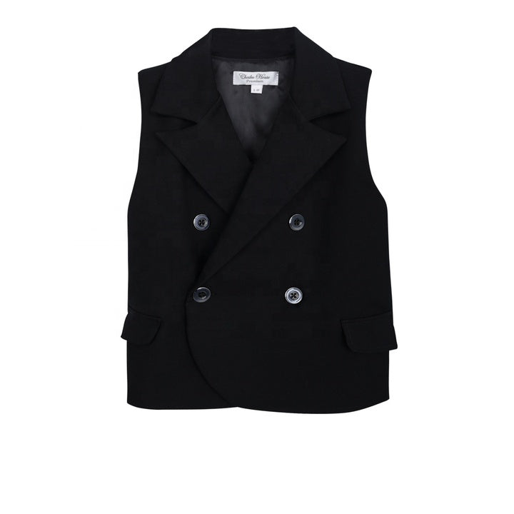 Premium Design 4 Pieces Suits Outfits Black Suit Black Knot Short Sleeves Shirt Black Short Pants Baby Boy Set-Daniel Suit