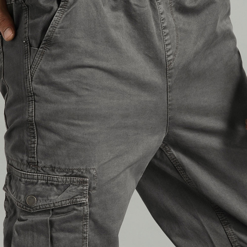 Custom men black drawstring waist nylon pants snap button side pockets zipper detail relax fit cargo camo pants