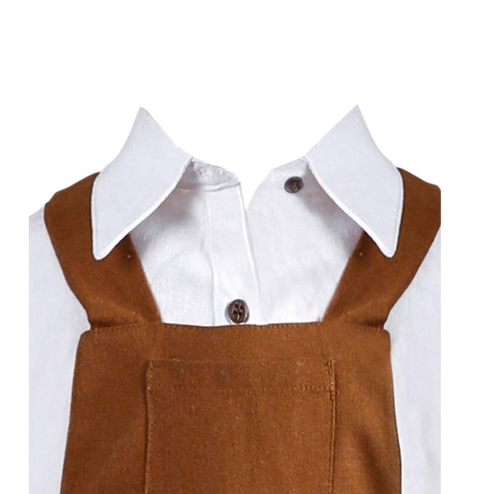 Good Quality for Sale OEM ODM Long Sleeves Shirt, Brown Overalls 2 Pieces Outfits Baby Boy Set - Linen Set