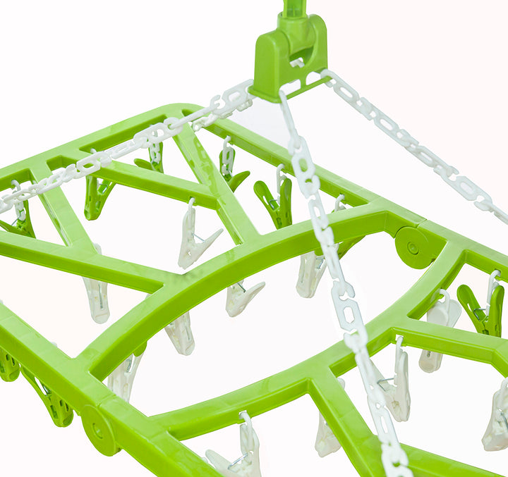 Baby Clothes Hanger With Pegs Large Foldable Hangers for Clothes Underwear Towel 32 Clothespins Space Saving Cloth Hanging Rack
