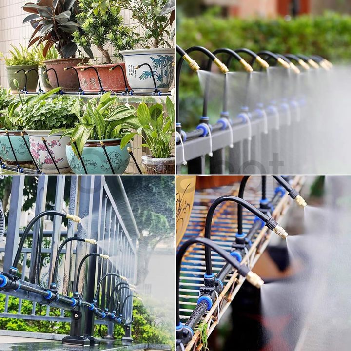 30 Adjustable Nozzles Automatic Drip Irrigation Set Curved Spray Cooling Watering Flowers Greenhouses Yards Lawns Plants Gardens