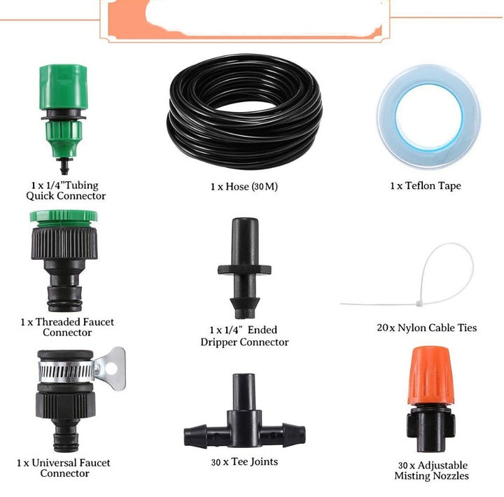 40m with 40 Nozzles Adjustable Garden Drip Irrigation Atomizing Kit Outdoor Low-pressure Cooling Garden Spraying Humidification
