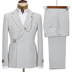 2022 New Design Mens Suits 2 Pieces Slim Fit Set Metal Clasp Custom Daily Prom Wedding Suits for Men