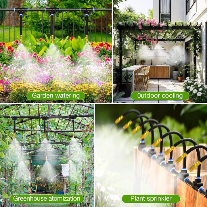 200FT Adjustable Garden Drip Irrigation Kit Patio Lawn Care Automatic Watering System Adjustable Curved Universal Sprinkler Head
