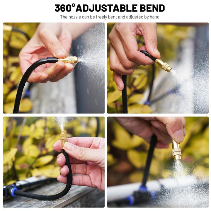 30 Adjustable Nozzles Automatic Drip Irrigation Set Curved Spray Cooling Watering Flowers Greenhouses Yards Lawns Plants Gardens