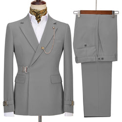 2022 New Design Mens Suits 2 Pieces Slim Fit Set Metal Clasp Custom Daily Prom Wedding Suits for Men