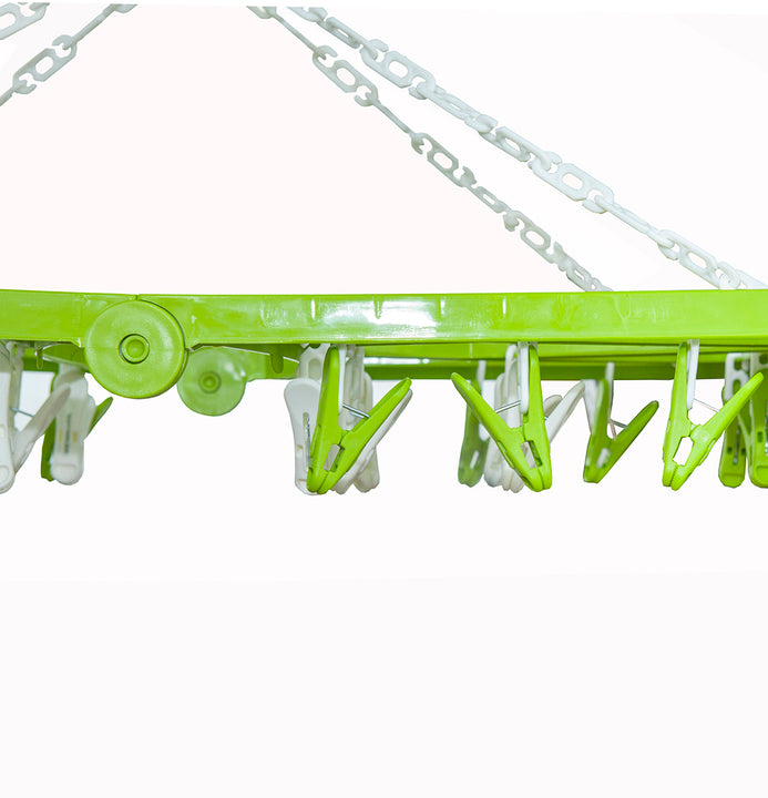 Baby Clothes Hanger With Pegs Large Foldable Hangers for Clothes Underwear Towel 32 Clothespins Space Saving Cloth Hanging Rack
