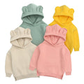 Baby Unisex Plus Size Hooded Sweatshirt Bear Ears Design Cotton Fleece Casual Autumn Wear for Children Pink Yellow Mint Beige