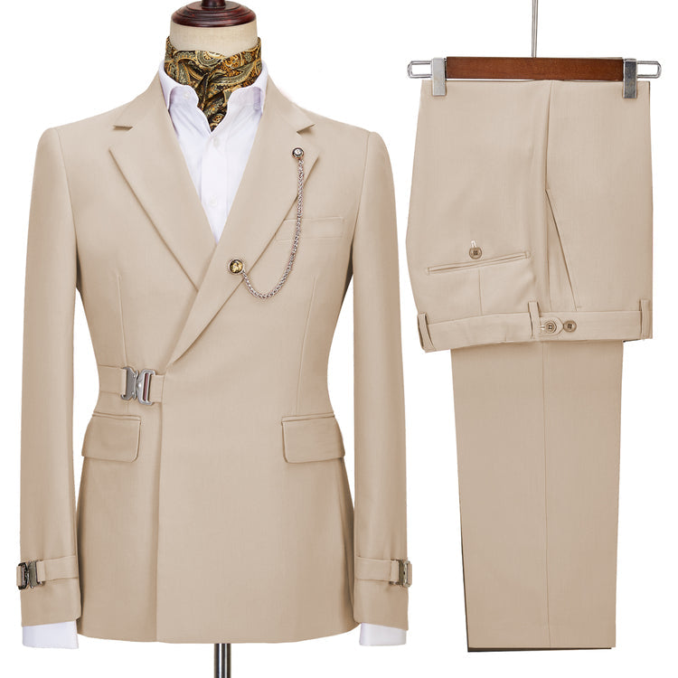 2022 New Design Mens Suits 2 Pieces Slim Fit Set Metal Clasp Custom Daily Prom Wedding Suits for Men