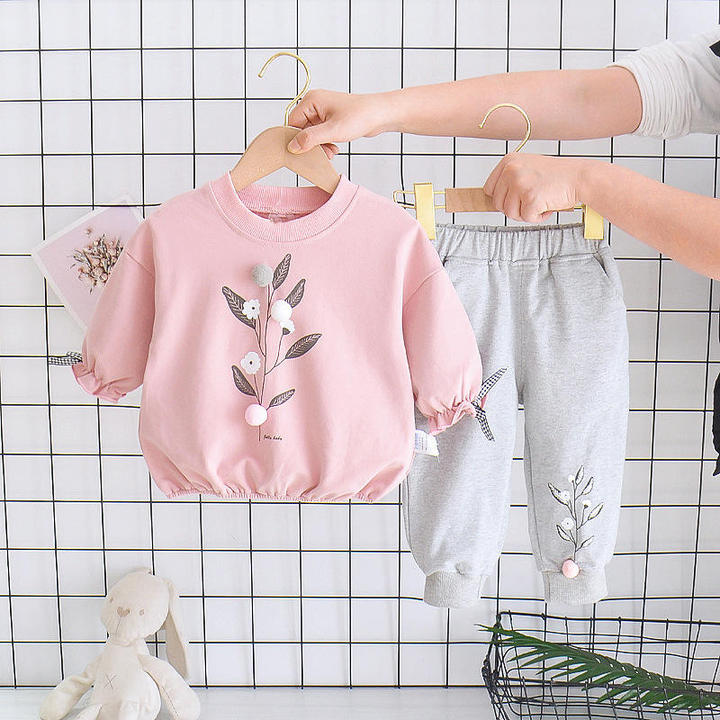 2022 Fall Custom Private Label Logo Kids Sweat Suits 2 Piece Sweatshirt & Pants OEM Premium Cotton Boys Suits