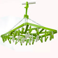 Baby Clothes Hanger With Pegs Large Foldable Hangers for Clothes Underwear Towel 32 Clothespins Space Saving Cloth Hanging Rack