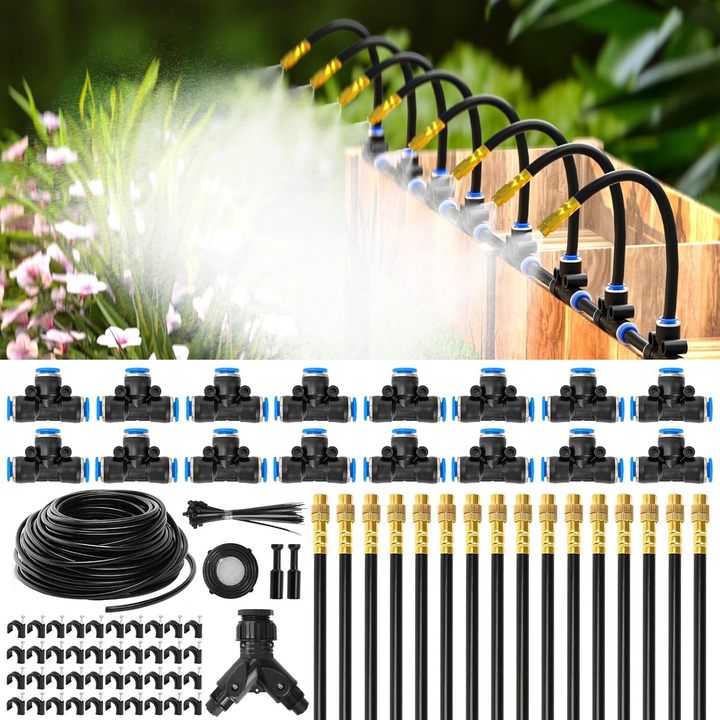 200FT Adjustable Garden Drip Irrigation Kit Patio Lawn Care Automatic Watering System Adjustable Curved Universal Sprinkler Head