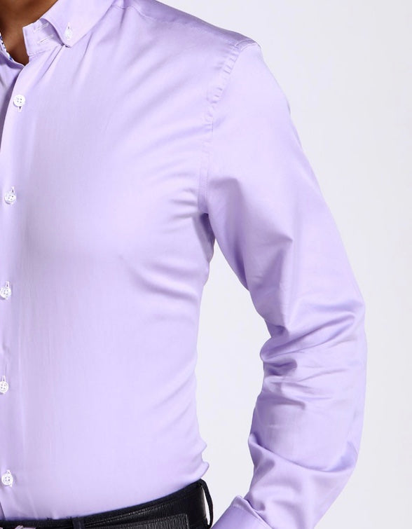 Light violet Plain Men's Formal Dress Shirt for Work and Business