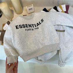 Kids Essentials Set Autumn and Winter 2022 Boys' Letter Printing Crew Neck Sweater Pants Children's Two Piece Set