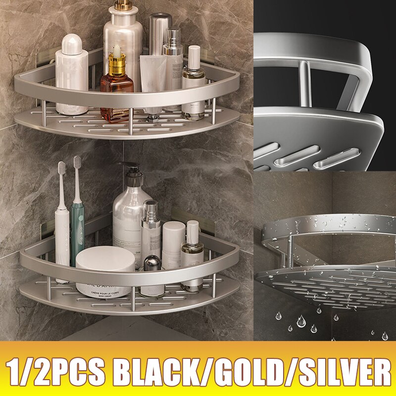 Bathroom Shelves Toilet Makeup Organizer Shampoo Rack Shower Shelf No-drill Wall Mount Corner Shelf Bathroom Accessories