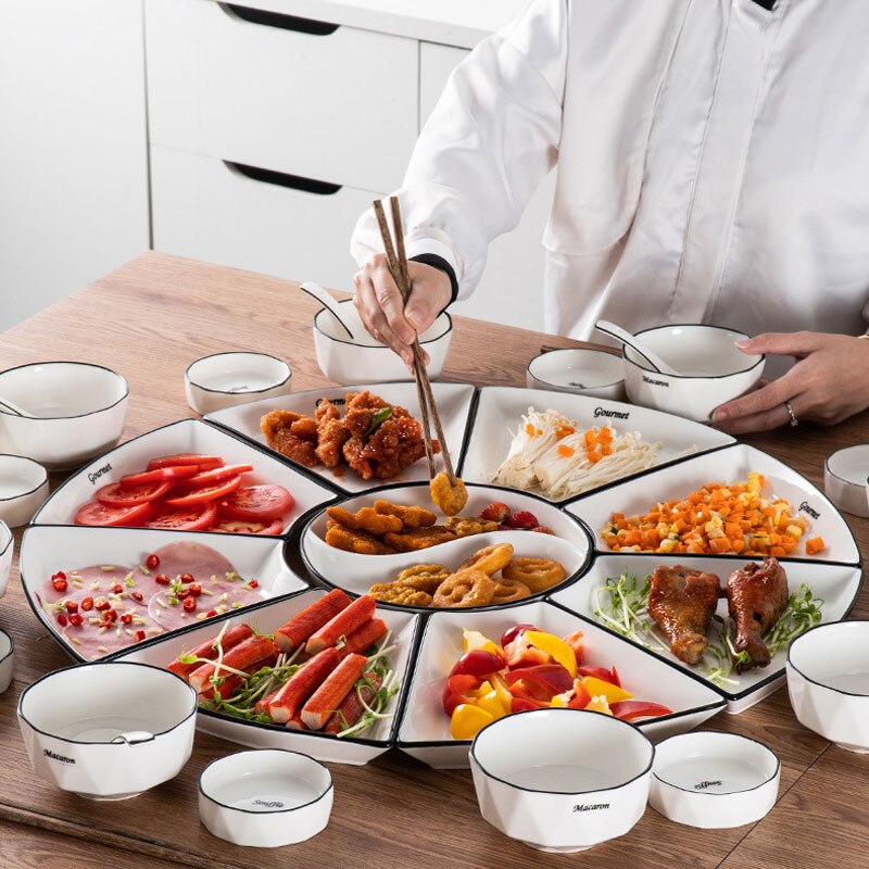 Ceramic Plates Dinner Set Creative Dinnerware Tableware Large Size Serving Porcelain Dishes For Salad Pancakes Steak Set Of 9