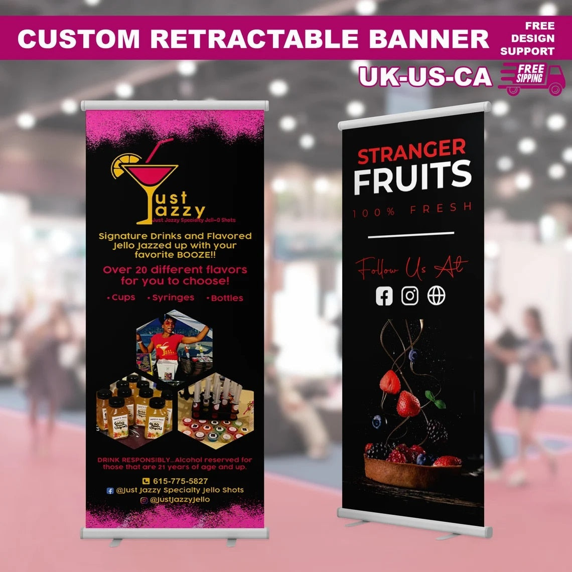 Create Custom Roll Up Banner For Business, Retractable For Trade Show, Small Store Event Marketing Backdrop Print