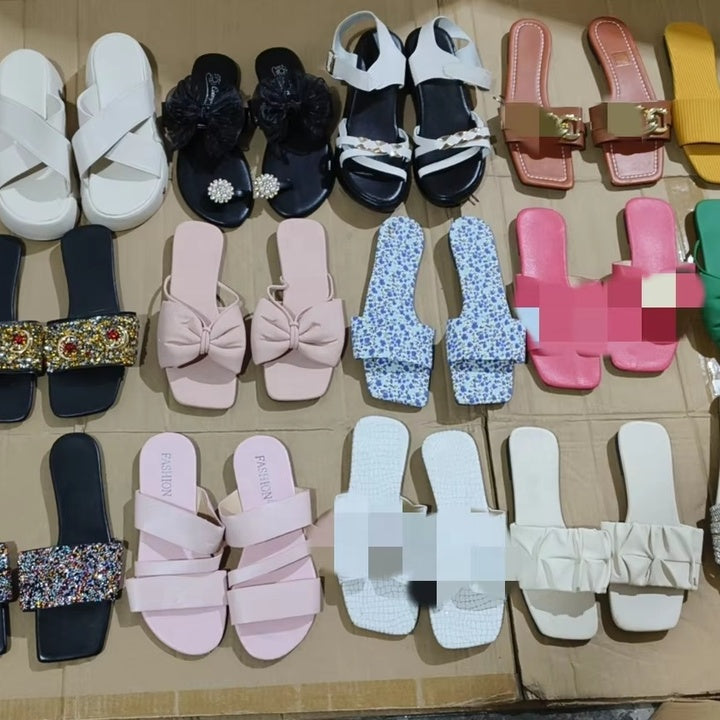 African Big Size41-44 Women's Flat Slippers Summer Fashion Comfortable Sandals Cheap Stock Shoes Mixed Wholesale