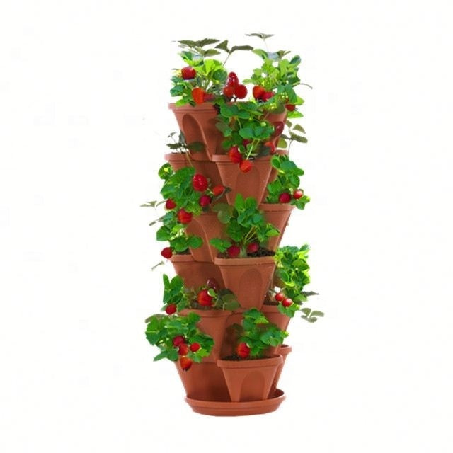 Hydroponic Gardening White Stacking Pots Plastic Containers for Plants