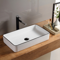 Modern Luxury Ceramic Glazed Hotel Use Commercial Grade Bathroom Hand Wash Basin Gold Trim Easy Clean Countertop Mounted Sink
